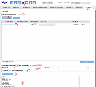 Auswahl der Importdaten und des Berichtstyps Auswahl der Importdaten und des Berichtstyps