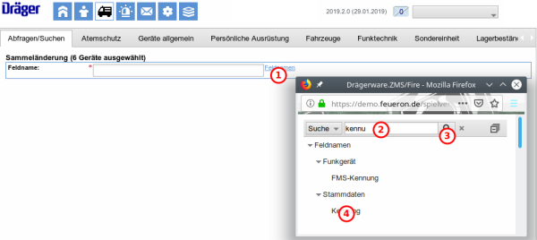 Zurücknahme Schritt 2: Kennung suchen Zurücknahme Schritt 2: Kennung suchen