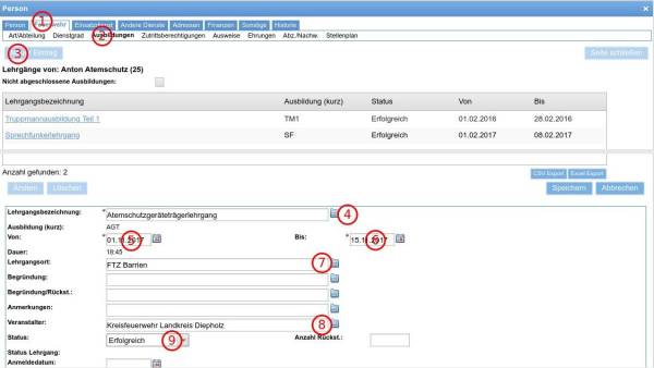 Atemschutzgeräteträgerlehrgang eintragen Atemschutzgeräteträgerlehrgang eintragen