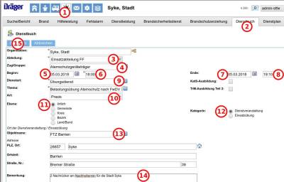 Dienstbucheintrag anlegen Dienstbucheintrag anlegen