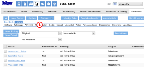 Dienstbucheintrag anlegen Dienstbucheintrag anlegen